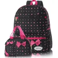 Tas sekolah anak perempuan 1 Set Tas backpack hitam pink volka INFkids