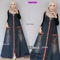 TIWI Overall Denim Dress Jumbo LD 120 cm XL-XXL Gamis Jeans Hijab