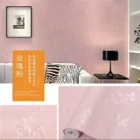 Grosir Murah Wallpaper Sticker Dinding Pink Bunga Mawar Cantik Elegan