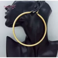 Anting Hoop Bulat Besar 6-9cm Warna Gold / Silver untuk Wanita