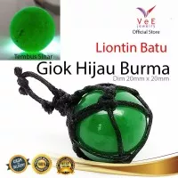 Liontin Batu Giok Burma Hijau Asli 20mm - VeE Liontin Kesehatan Pria