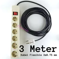 Stop Kontak Ext UTICON 6 Lubang +Saklar + Kabel NYYHY 3 Meter 3x0.75mm