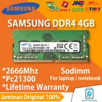 RAM LAPTOP SAMSUNG DDR4 4GB SODIMM 2666Mhz PC21300 NOTEBOOK MEMORY ORI