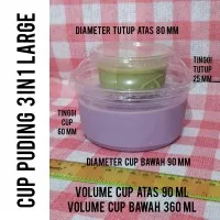 Cup Puding 3 in 1 Large (12oz + 3oz) / Cup Puding + Cup Vla + tutup