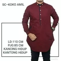 Baju Koko Amil / Pakaian Muslim Pria Warna Merah Maroon