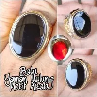 CINCIN NATURAL BATU AKIK KECUBUNG API HQ YAMAN WULUNG HITAM PEKAT