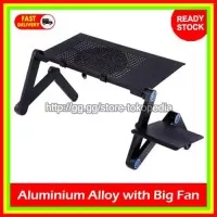 E Table Meja Aluminium Lipat Laptop Portable dg Kipas Fan Cooling Pad