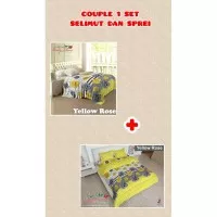 Couple Set Selimut & Sprei Lady Rose King Queen 180 160 - Yellow Rose