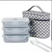 Ready Stock Lock n lock lunch box 3p with spoon and fork set