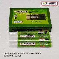 Spidol Whiteboard Florix Fliptop Slim 1 pack isi 12 pcs warna biru