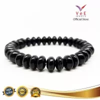 Gelang Batu Giok China Asli Hitam 8x5mm Pipih - VeE Gelang Tali