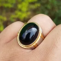 cincin batu akik natural kecubung wulung hitam pekat di senter tembus