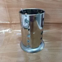 Tempat sendok berdiri bulat silinder Stainless Steel standar tipis