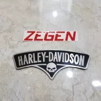 emblem plat harley davidson motor skull half