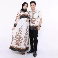 Couple Gamis Bambu Batik Putih Elegan