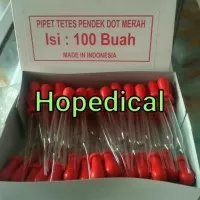 Pipet Tetes Kaca Pendek (Dot Merah) isi 100 pcs