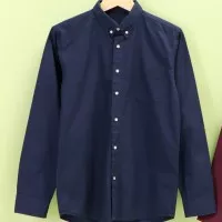 Button Down shirt / Kemeja Polos Pria lengan Panjang Navy