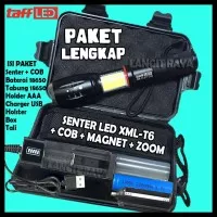 PAKET Senter LED Magnet + COB Cree T6 E17 TaffLED Police SWAT Camping