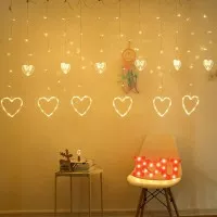Lampu Natal Tirai LED 6 Big Love & 6 Small Love / Hati 138 LED 3 Meter