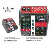 Mixer Audio Mini 4ch 4 ch HUZLER Iron Man 4 channel bluetooth usb