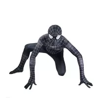 Spiderman Cosplay Costume Black Spider Zentai Tight Suit for Kids