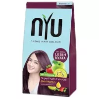 Cat rambut NYU Creme Hair Colour Warna Burgundy