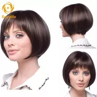 SL Wig / Rambut Palsu Wanita Model Bob Pendek Natural 30cm untuk