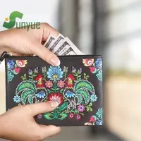 DIY Rooster Special Shaped Diamond Painting Wristlet Clutch Wallet