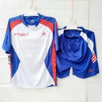 Kaos Futsal Adidas Putih Biru Setelan/Kostum/Baju SepakBola Olahraga