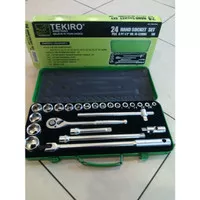 Tekiro Kunci Sok 1/2 Inchi Set 24 Pcs 8-32 mm 12PT Box Metal