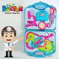 Mainan Dokter-Dokteran Koper Dengan Boneka Mainan Koper Dokter - BIRU