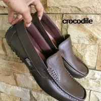 Sepatu Pria Casual Crocodile Slip On Slop Kulit Sapi Asli Kerja Formal