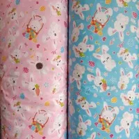 Kain Bahan Sprei Meteran Katun Carlotta Motif Rabbit Pretty