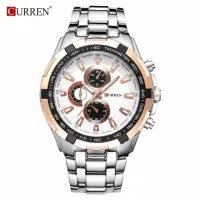 Jam Tangan Pria Curren 8023 Chronograph tidak aktif SILVER GOLD PUTIH