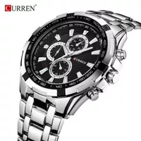 Jam Tangan Pria Curren 8023 Chronograph tidak aktif SILVER HITAM