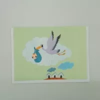Kartu Ucapan Baby born stork blue Kamalika Artprints