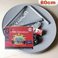 Antena Parabola 60cm K vision Lengkap Receiver Nex Parabola Merah hd
