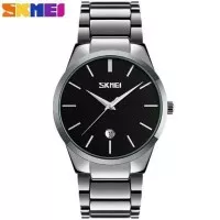 Jam Tangan Pria / SKMEI 9140 Analog Stainless Steel Ori SILVER HITAM