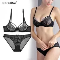 Pakaian Dalam Wanita Bra Lace Tipis Panty Set