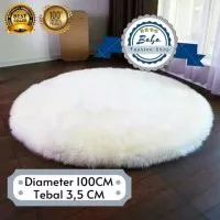 Karpet lantai bulat bundar bulu rasfur premium 100cm tebal 3,5cm