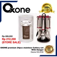 Oxone OX9100 24pc cutlery sendok garpu set dengan gantungan OX-9100 Rd