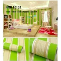 WALLPAPER DINDING Motif SALUR HIJAU / GARIS HIJAU ukuran 45 cm x 10 M