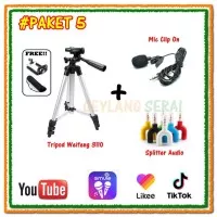 Paket Youtuber Vlog Lengkap #5 Tripod Weifeng 3110 Mic Clip On Spliter