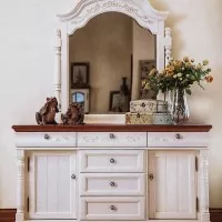 Meja rias bufet cermin kaca cabinet ukir elegan minimalis antik