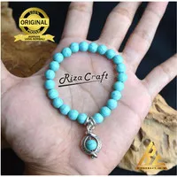 Gelang Liontin Batu Akik Wanita Pirus Persia Turquoise Asli Alam