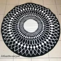 Karpet Bundar Black n White diameter uk 160 cm