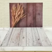 Alas Foto 3D Background Foto 3D A3 motif gandum & kayu coklat putih