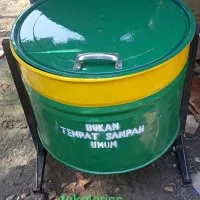tempat sampah besi / drum / tong sampah 100 liter + gantungan