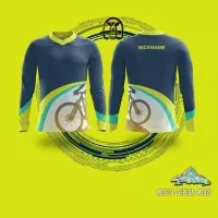 Kaos Jersey Sepeda Gowes Custom | MTB Blue Yellow | Lengan Panjang