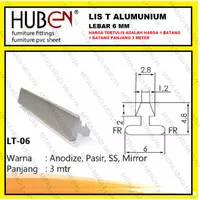 Profil Alumunium Lis Penutup Celah Tali Air LT Lis T Aluminium 6 mm